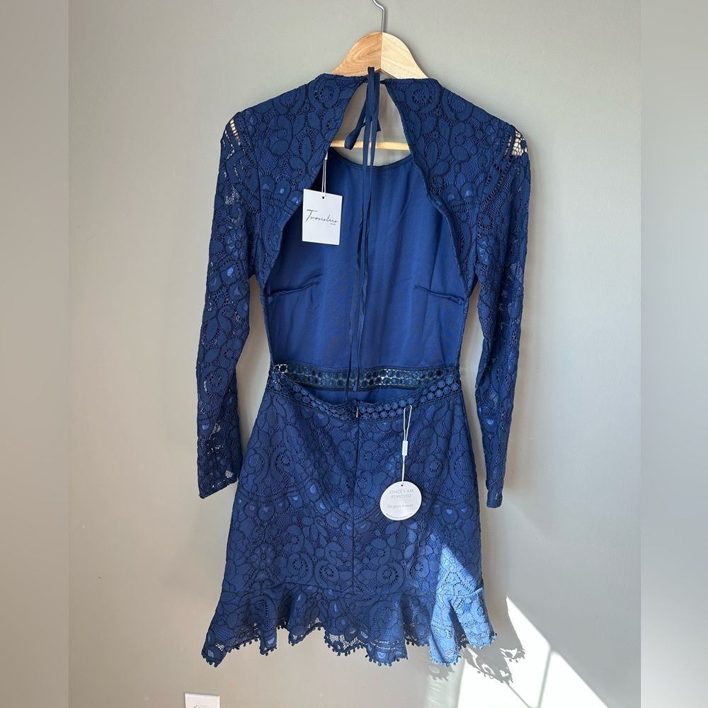 New Navy Lace mini Dress size 6 MEDINDIE DRESS romantic dress - Picture 6 of 10